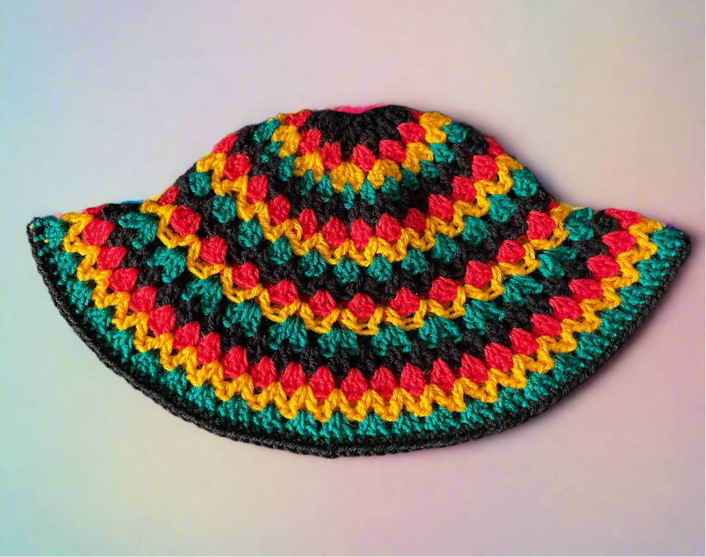 Notting Hill Carnival - Crochet Bucket Hat - Handmade - Acrylic Yarn