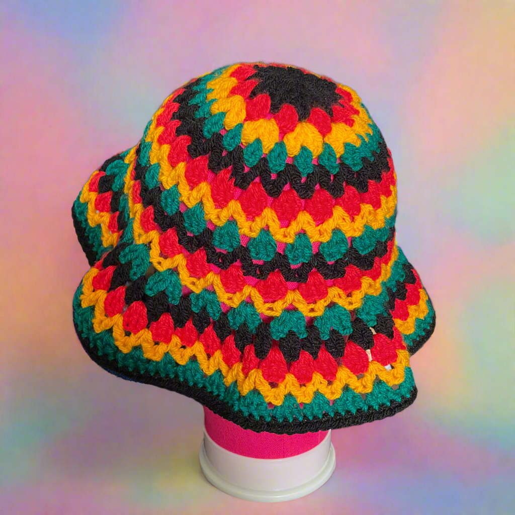 Notting Hill Carnival - Crochet Bucket Hat - Handmade - Acrylic Yarn