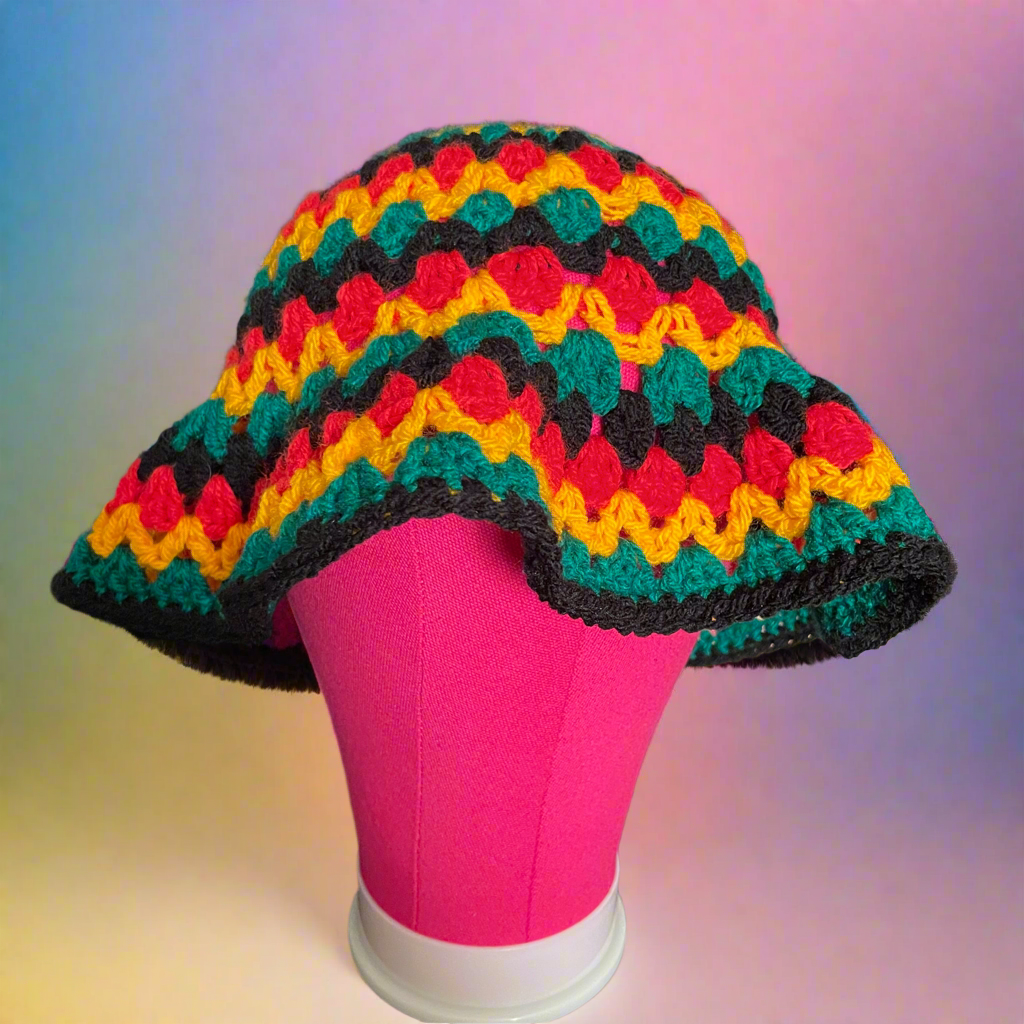 Notting Hill Carnival - Crochet Bucket Hat - Handmade - Acrylic Yarn