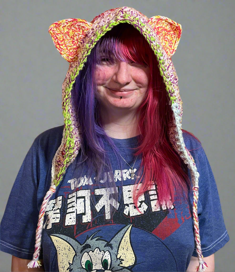 Handmade Crochet Odd Ball Hood With Ears