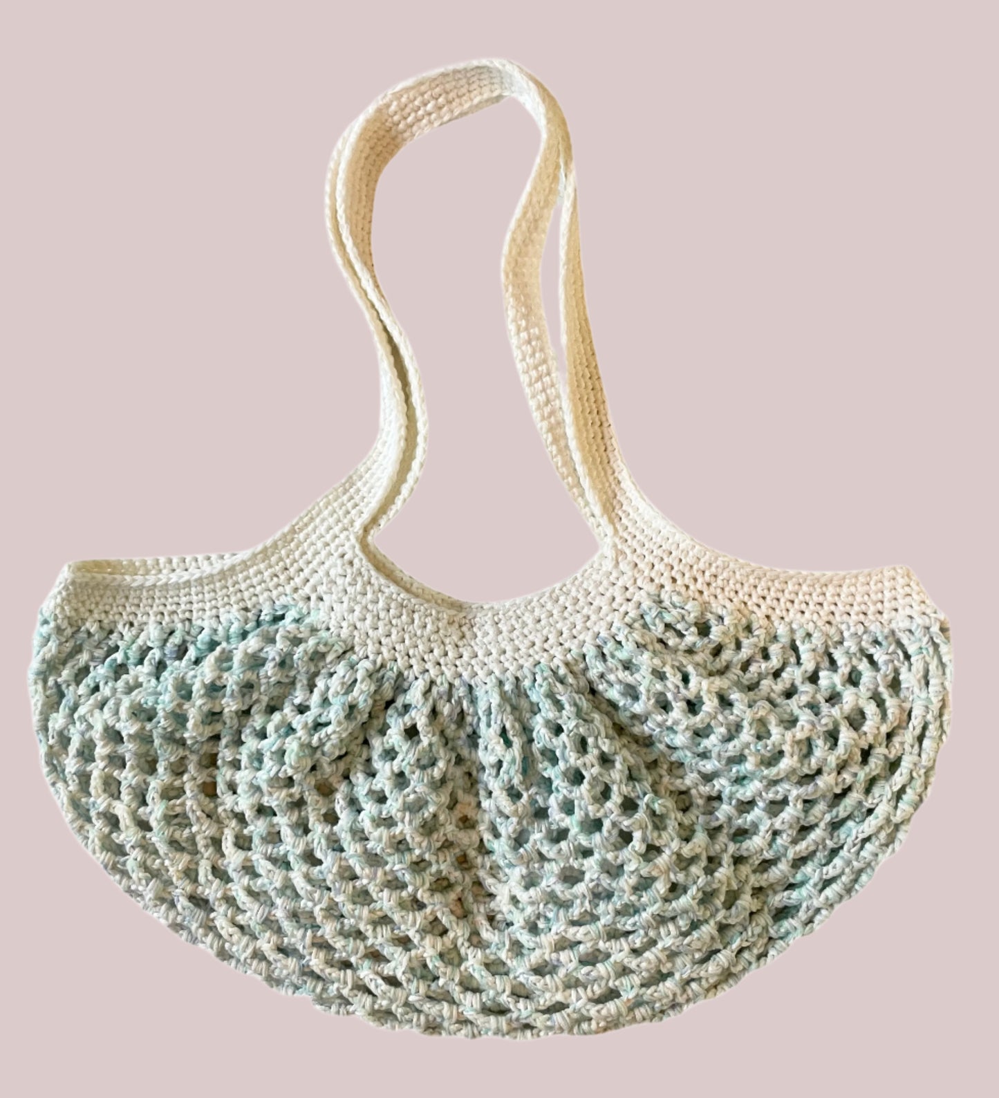 Crochet Reusable Market Shopping Bag - Aqua Blue