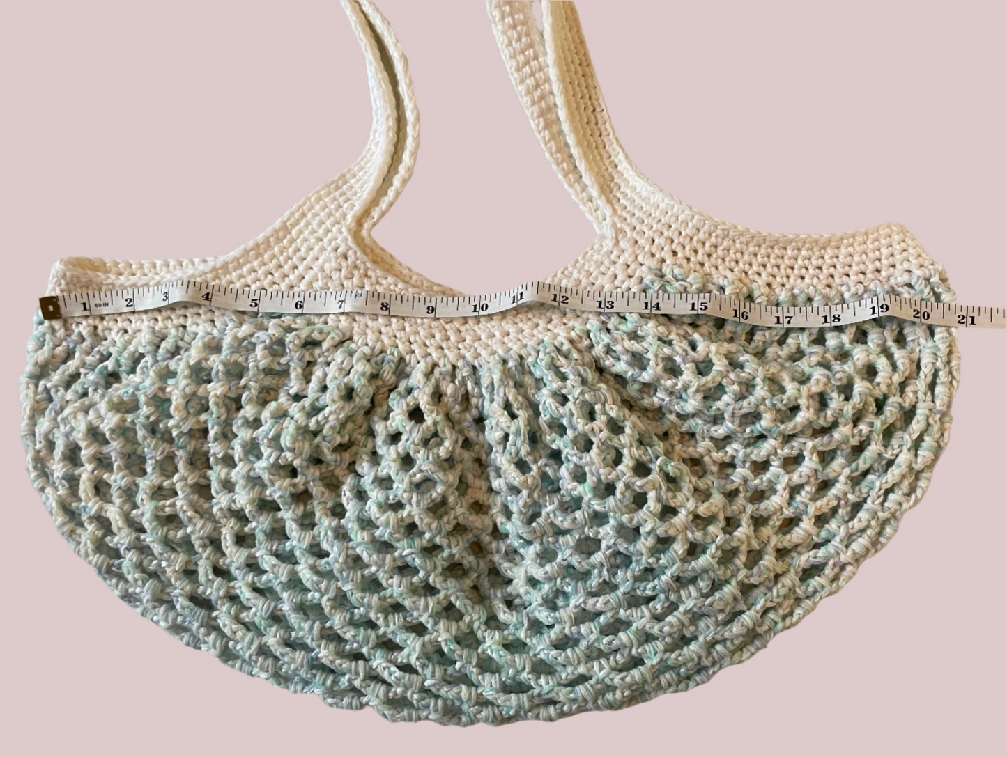 Crochet Reusable Market Shopping Bag - Aqua Blue