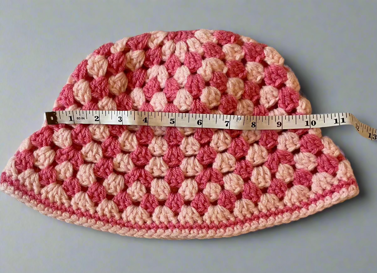 Crochet Granny Stitch Bucket Hat Pinks