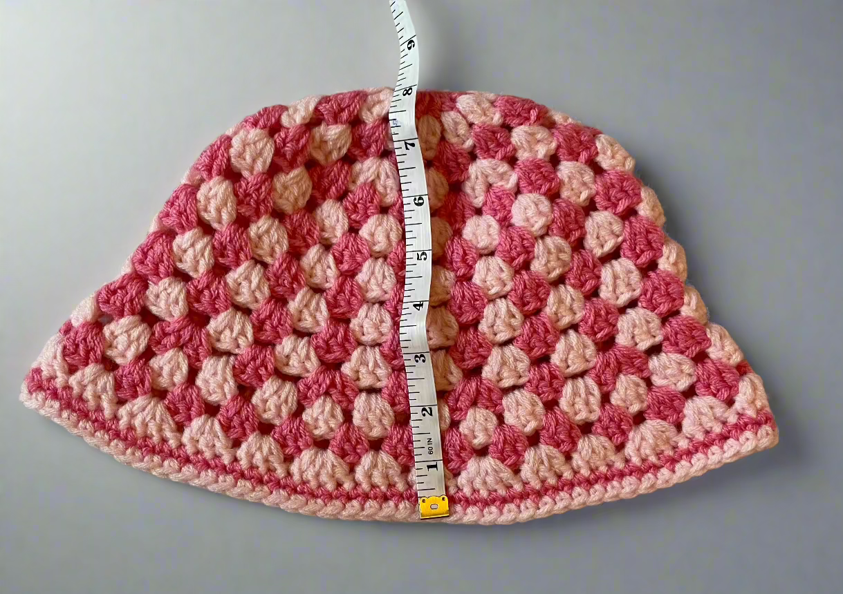 Crochet Granny Stitch Bucket Hat Pinks