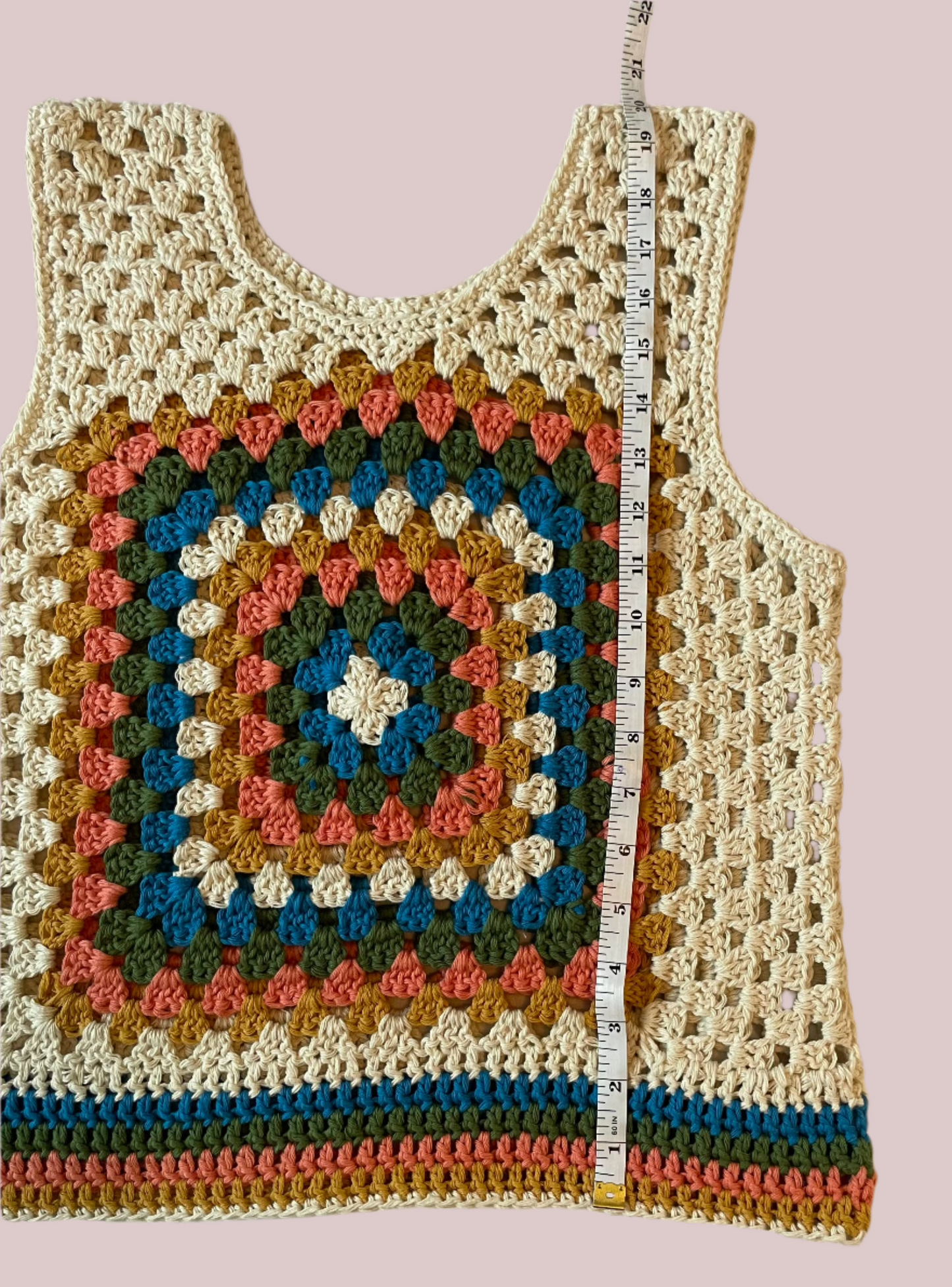 Débardeur en coton au point de grand-mère au crochet, taille S/M