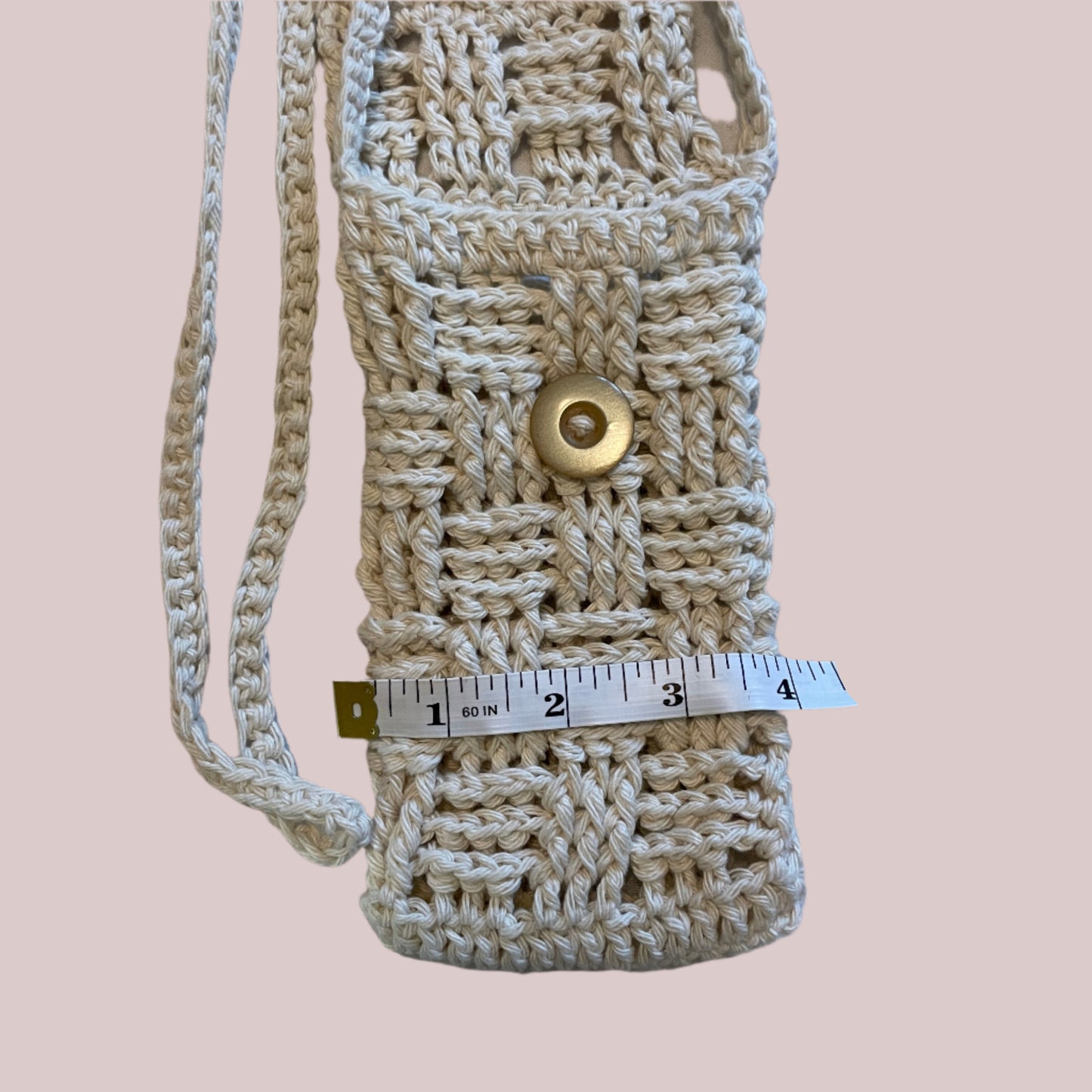 Crochet Cross Body Phone Bag - Basket Weave - Natural