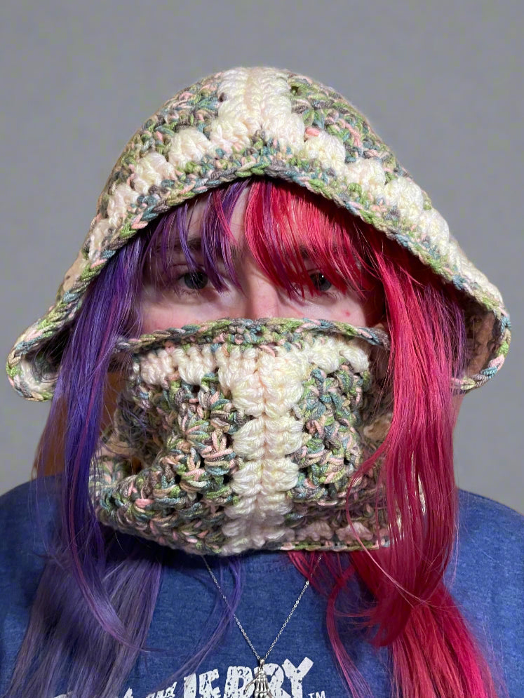 Crochet Granny Square Balaclava Hood